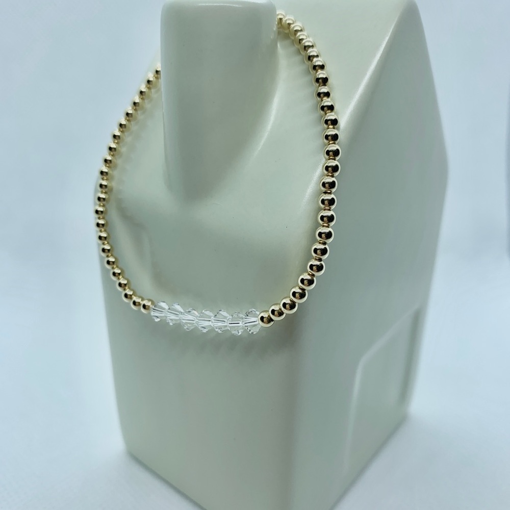 14k gold filled bead bracelet with Swarovski beads